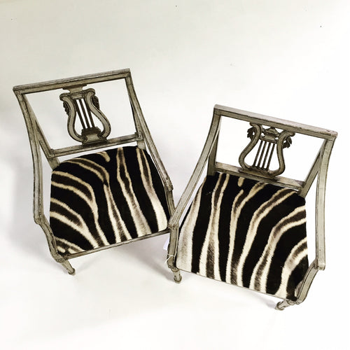 Neoclassical Painted Armchairs in Zebra Hide - FORSYTH