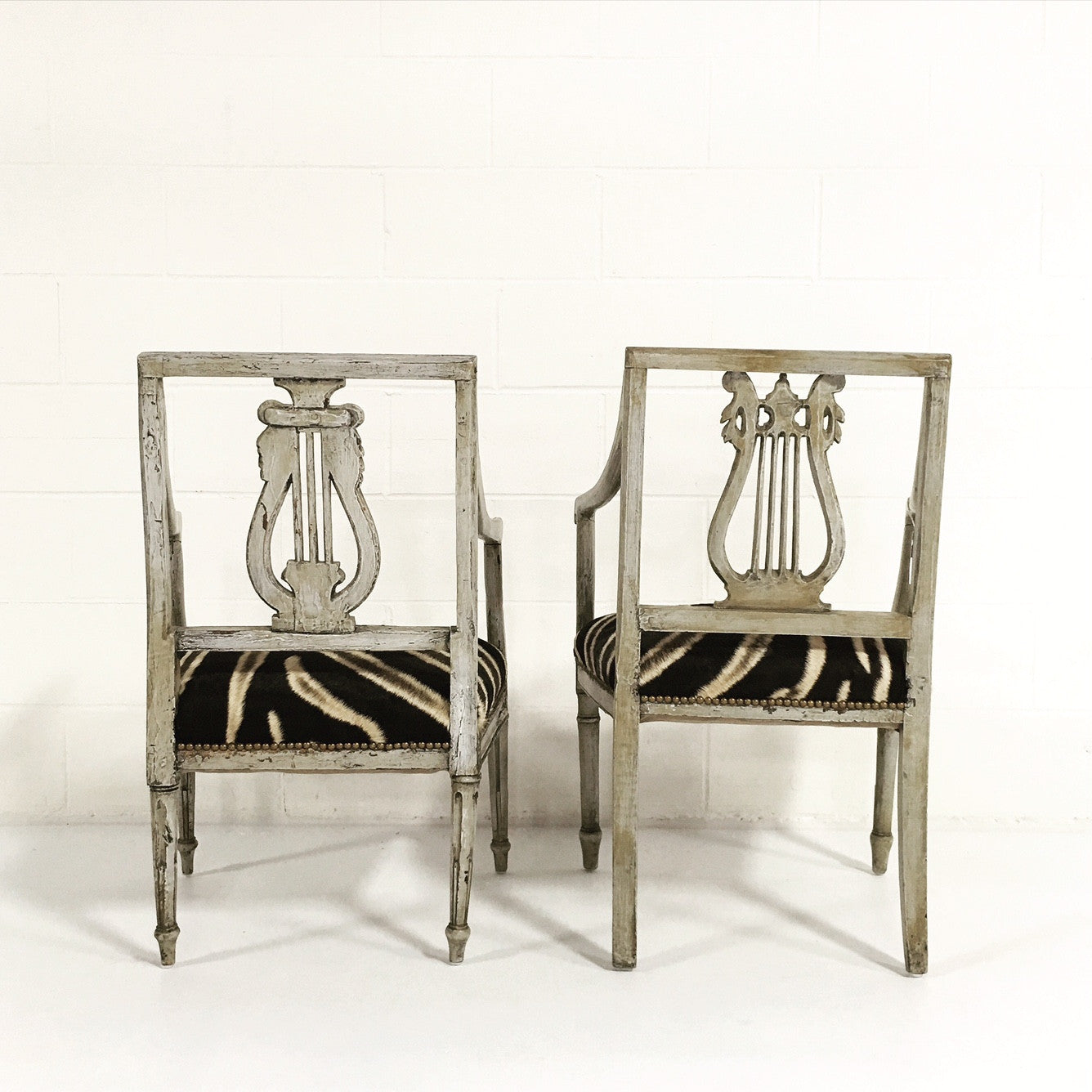 Neoclassical Painted Armchairs in Zebra Hide - FORSYTH
