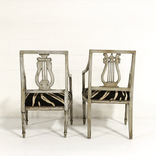 Neoclassical Painted Armchairs in Zebra Hide - FORSYTH