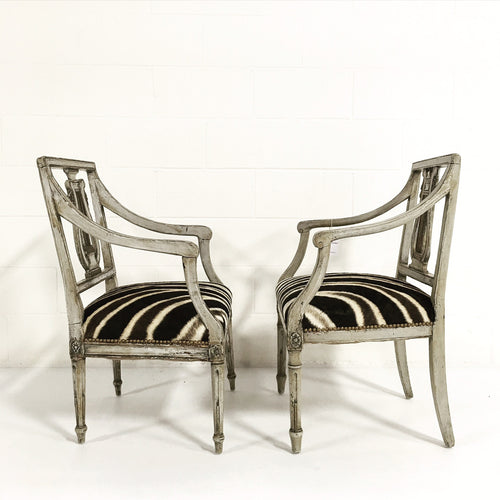 Neoclassical Painted Armchairs in Zebra Hide - FORSYTH