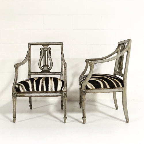 Neoclassical Painted Armchairs in Zebra Hide - FORSYTH