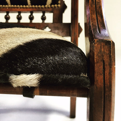 Victorian Walnut Campaign Chair in Zebra Hide - FORSYTH