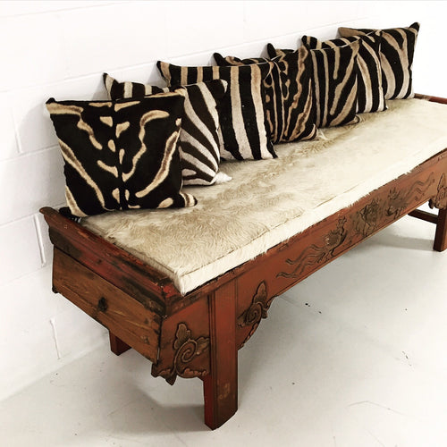 Chinese Bench with Brazilian Cowhide Cushion - FORSYTH