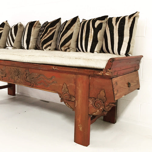 Chinese Bench with Brazilian Cowhide Cushion - FORSYTH