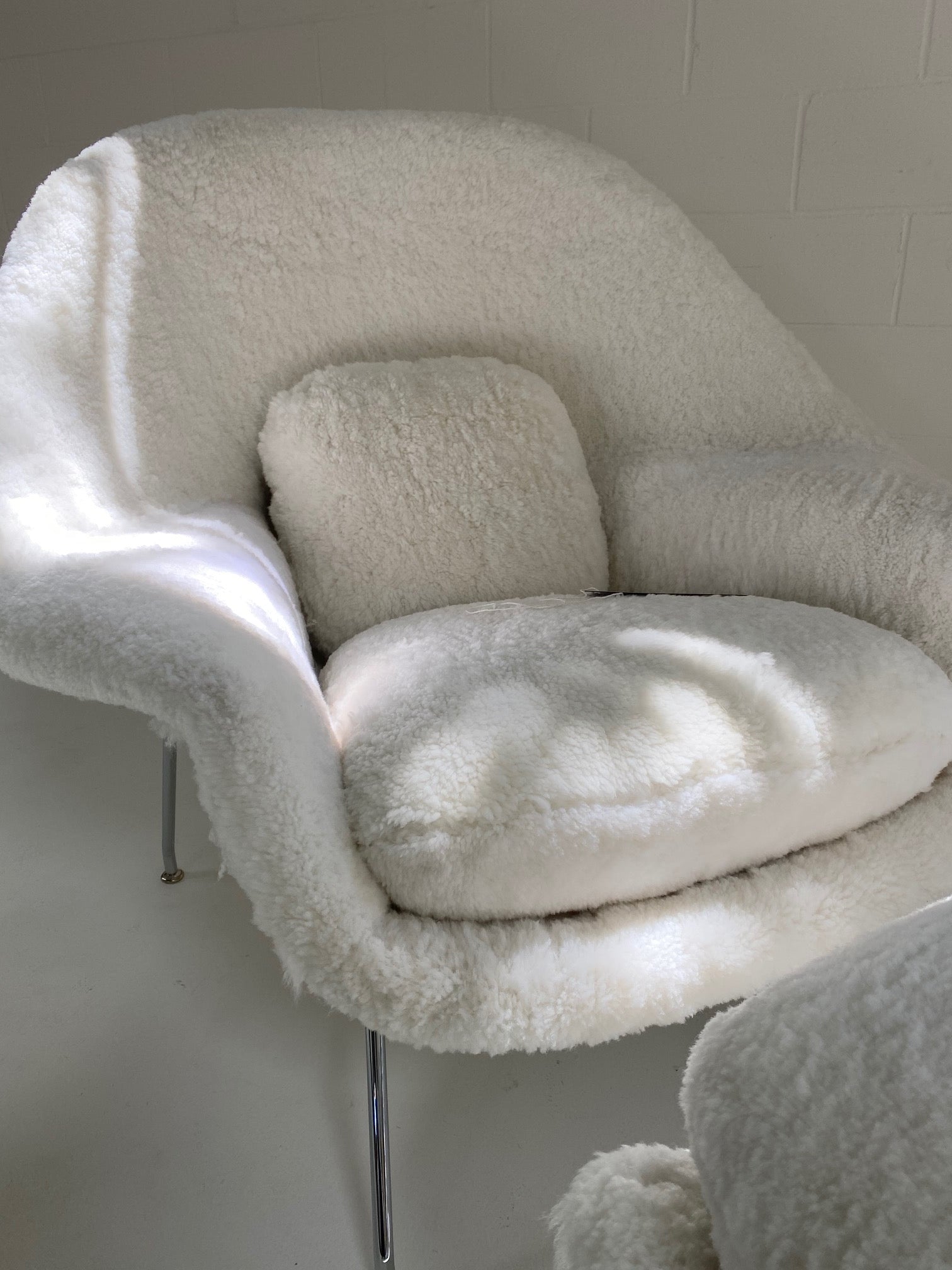 Bespoke Womb Chair and Ottoman in Australian Shearling