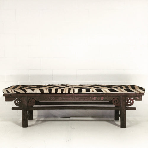 Painted Chinese Bench with Zebra Cushion - FORSYTH