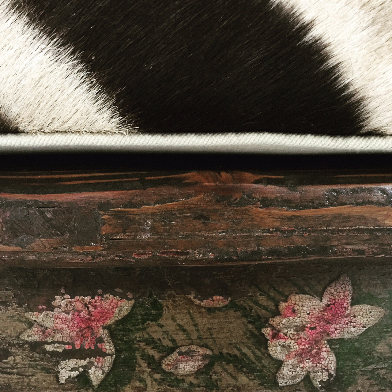 Painted Chinese Bench with Zebra Cushion - FORSYTH