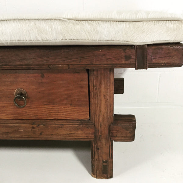 Bench with Brazilian Cowhide Cushion - FORSYTH