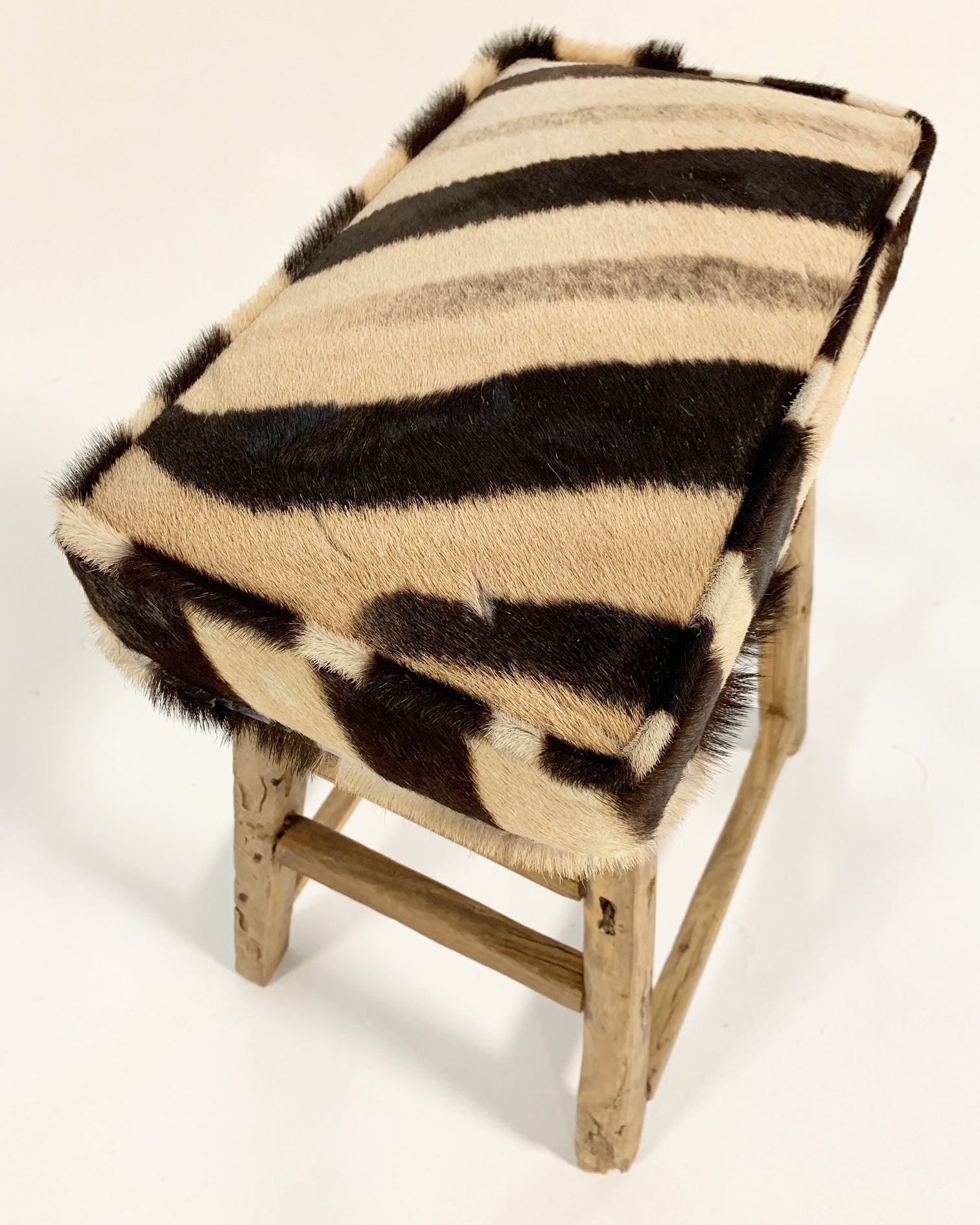 Chinese Elmwood Stool with Zebra Cushion - FORSYTH