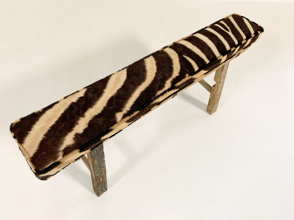 Chinese Elmwood Bench with Zebra Cushion - FORSYTH