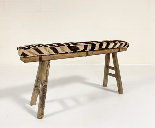 Chinese Elmwood Bench with Zebra Cushion - FORSYTH