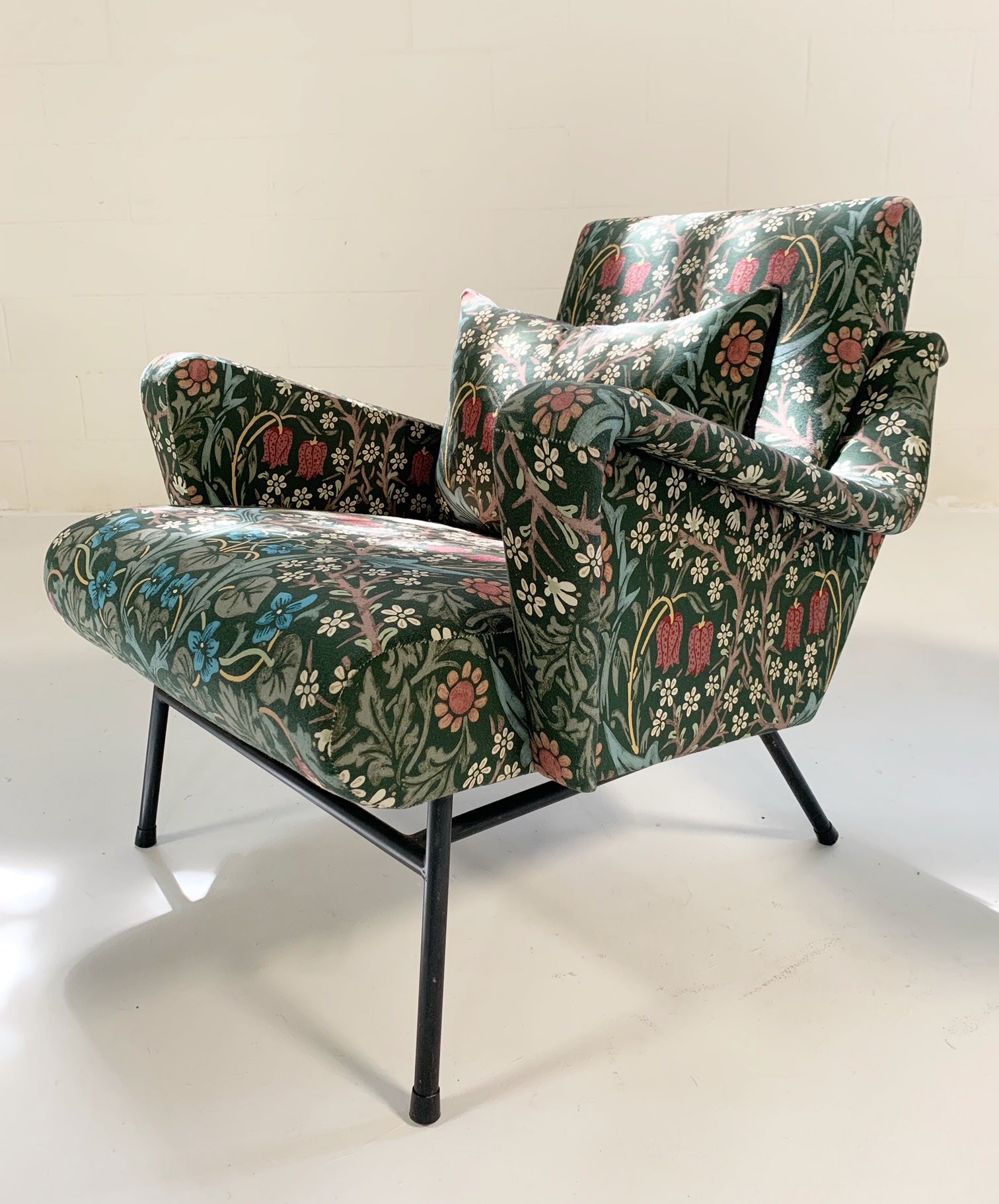 c. 1955 French Lounge Chairs in William Morris Blackthorn, pair - FORSYTH