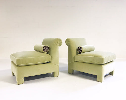 Slipper Chairs in Loro Piana Velvet and Zebra Hide, pair - FORSYTH
