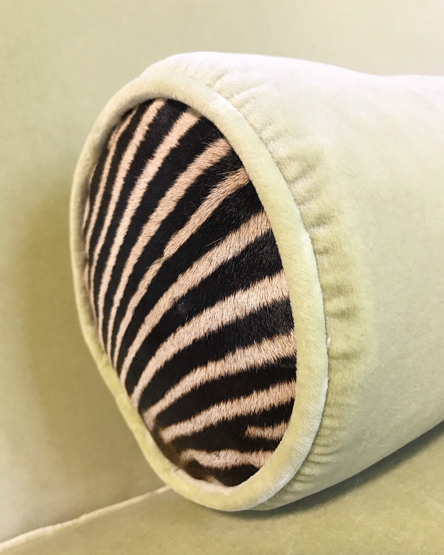 Slipper Chairs in Loro Piana Velvet and Zebra Hide, pair - FORSYTH