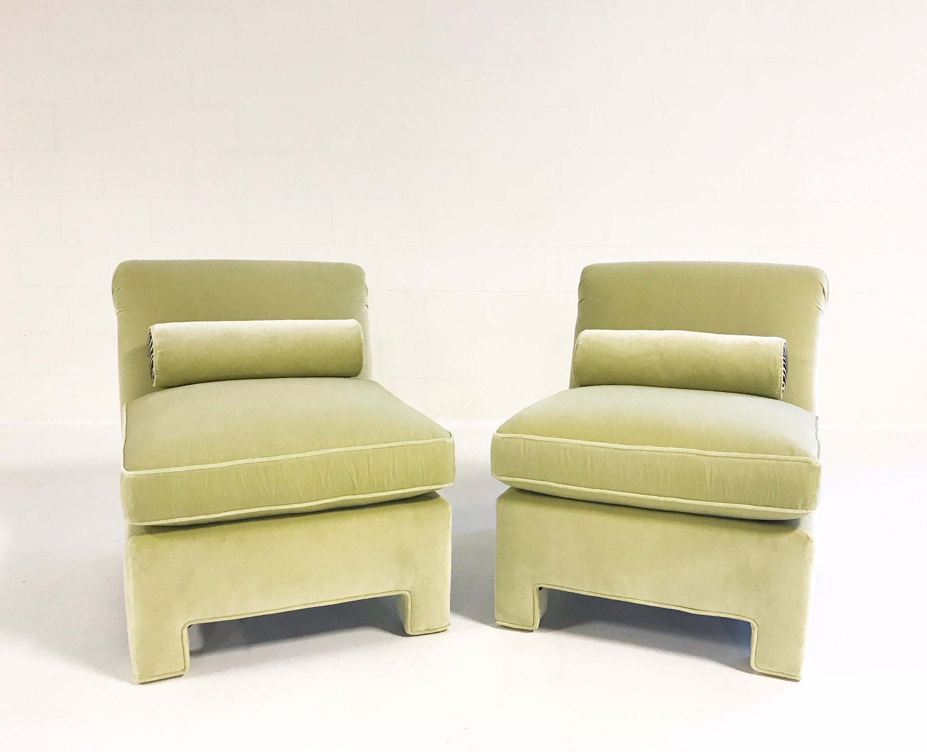 Slipper Chairs in Loro Piana Velvet and Zebra Hide, pair - FORSYTH