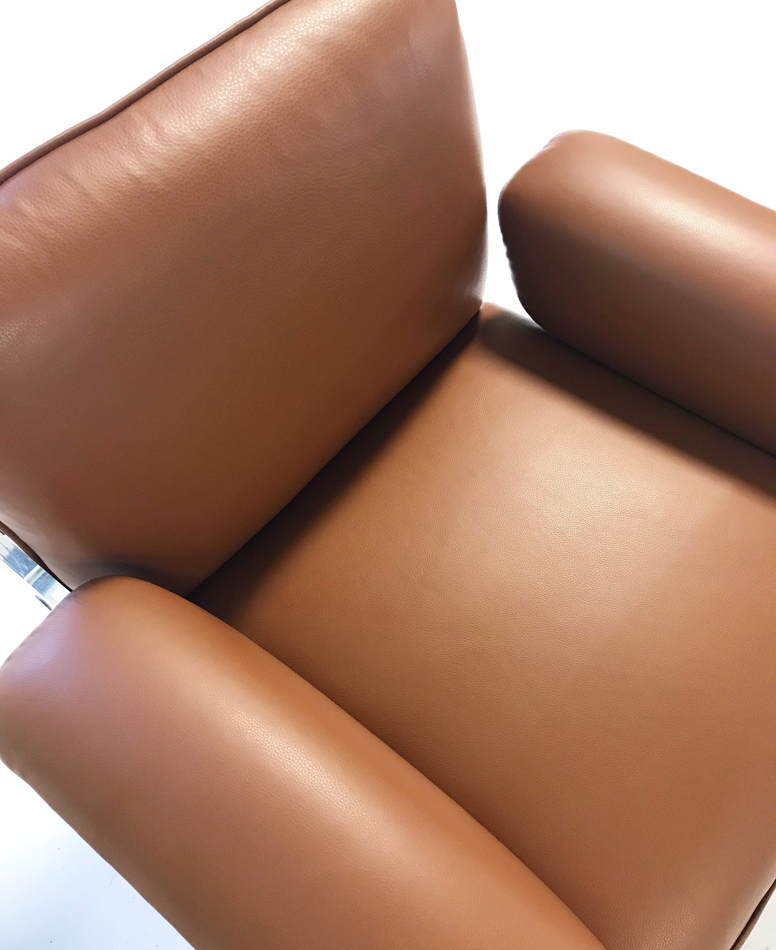Argenta Lucite Chairs in Loro Piana Italian Buffalo Leather, pair - FORSYTH
