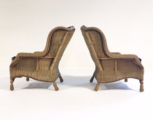 Wicker Wingbacks in Zebra Hide, pair - FORSYTH