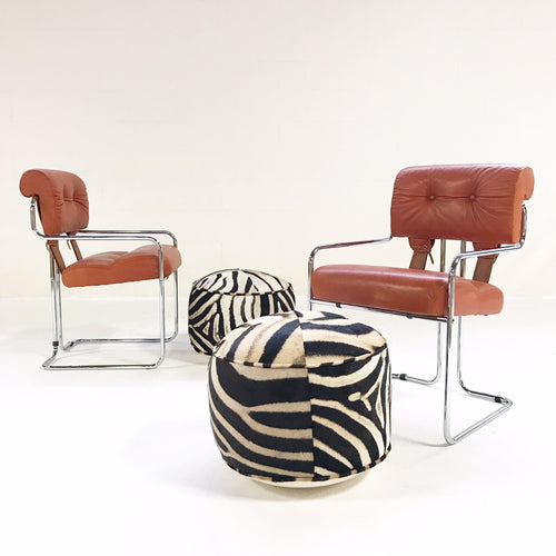 Tucroma Chairs with Zebra Hide Pouf Ottomans - FORSYTH