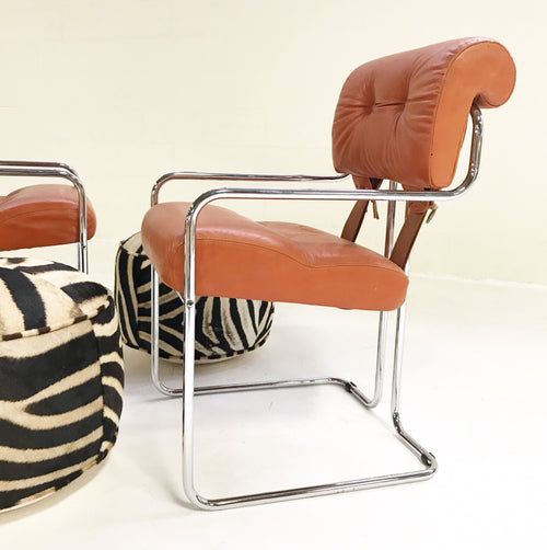 Tucroma Chairs with Zebra Hide Pouf Ottomans - FORSYTH