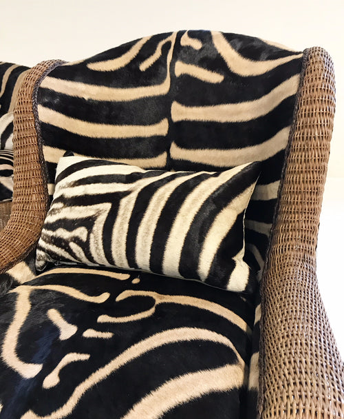 Wicker Wingbacks in Zebra Hide, pair - FORSYTH