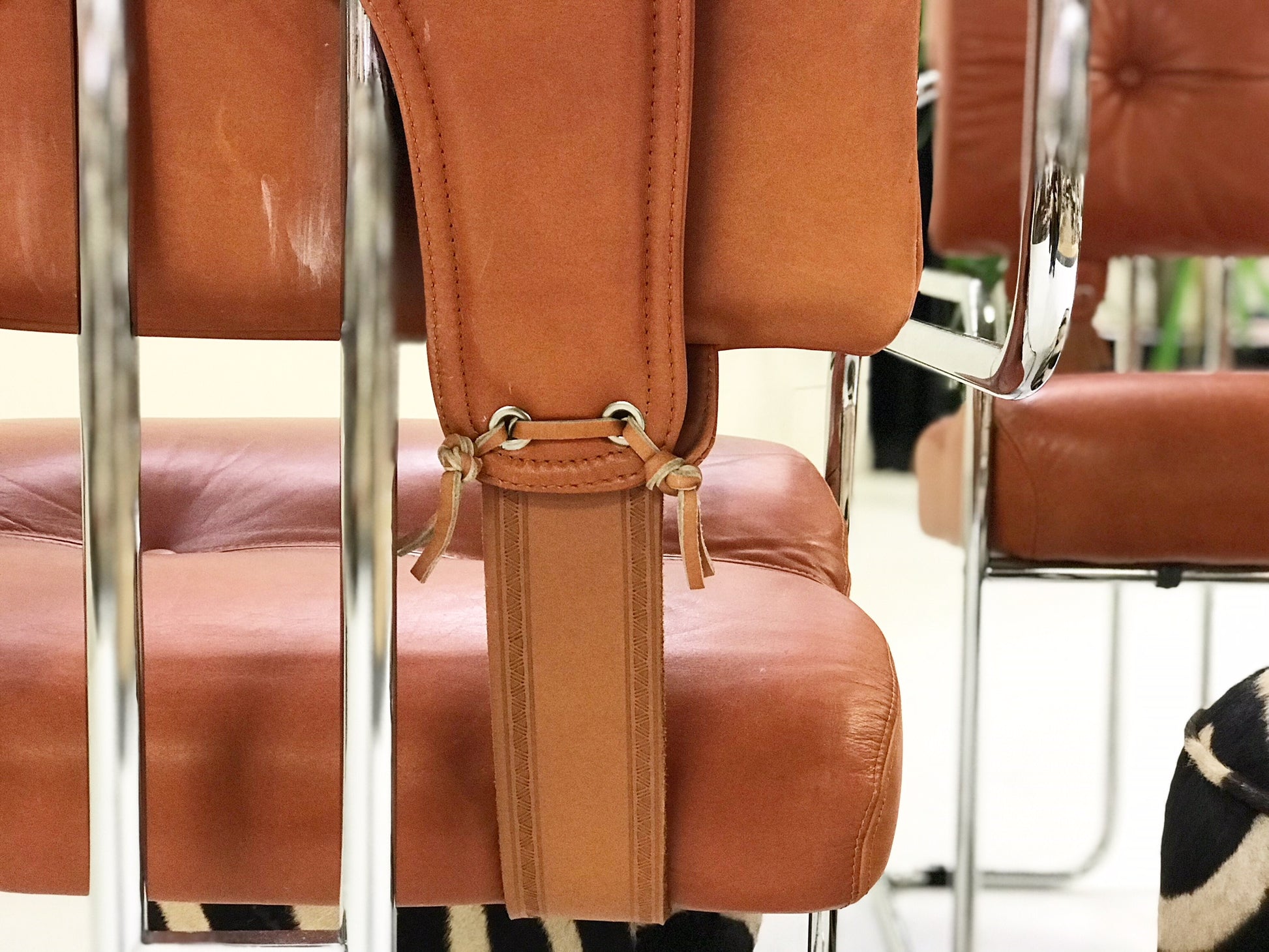 Tucroma Chairs with Zebra Hide Pouf Ottomans - FORSYTH