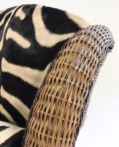 Wicker Wingbacks in Zebra Hide, pair - FORSYTH