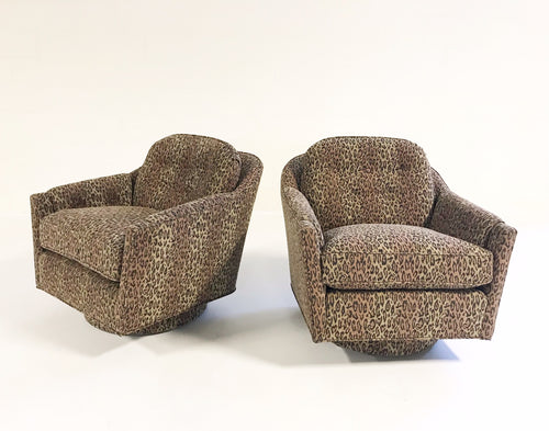 Lounge Chairs in Kravet Leopard Print Fabric, pair - FORSYTH