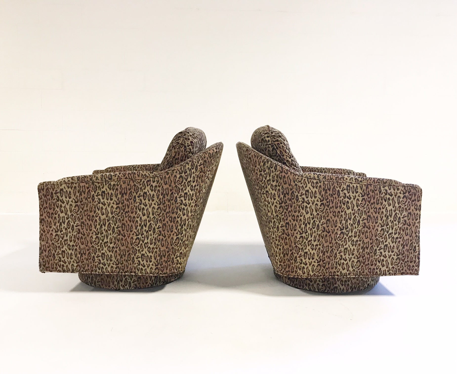Lounge Chairs in Kravet Leopard Print Fabric, pair - FORSYTH