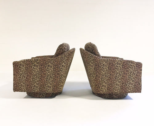 Lounge Chairs in Kravet Leopard Print Fabric, pair - FORSYTH