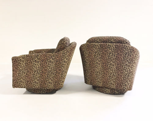 Lounge Chairs in Kravet Leopard Print Fabric, pair - FORSYTH