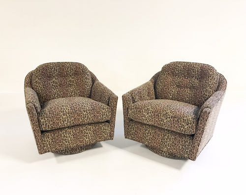 Lounge Chairs in Kravet Leopard Print Fabric, pair - FORSYTH