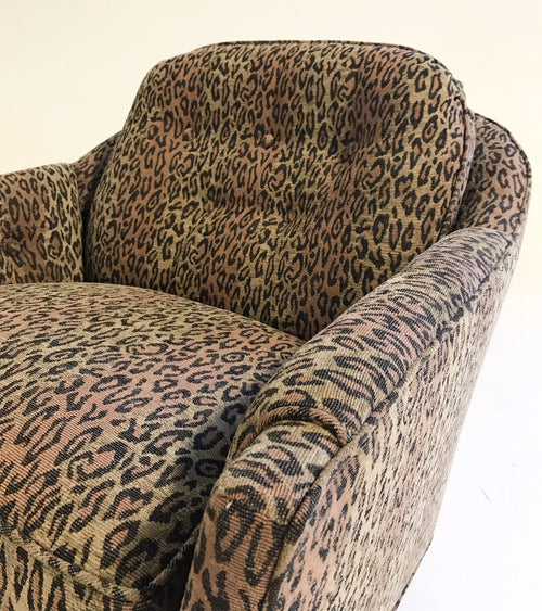 Lounge Chairs in Kravet Leopard Print Fabric, pair - FORSYTH