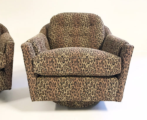 Lounge Chairs in Kravet Leopard Print Fabric, pair - FORSYTH