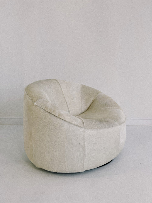 Pumpkin Armchair and Ottoman in Brazilian Cowhide