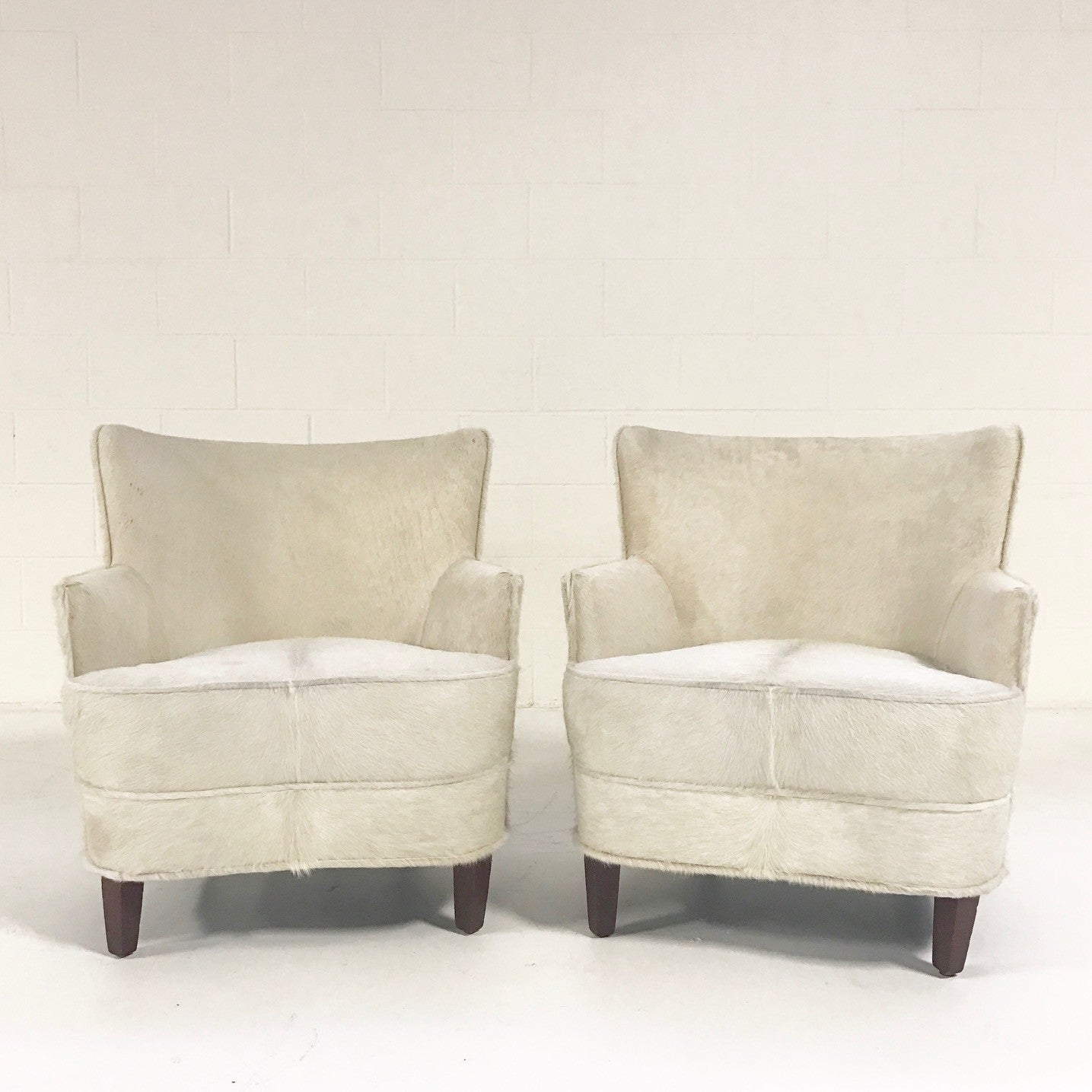 Petite Armchairs in Brazilian Cowhide, pair - FORSYTH
