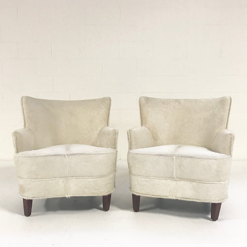 Petite Armchairs in Brazilian Cowhide, pair - FORSYTH