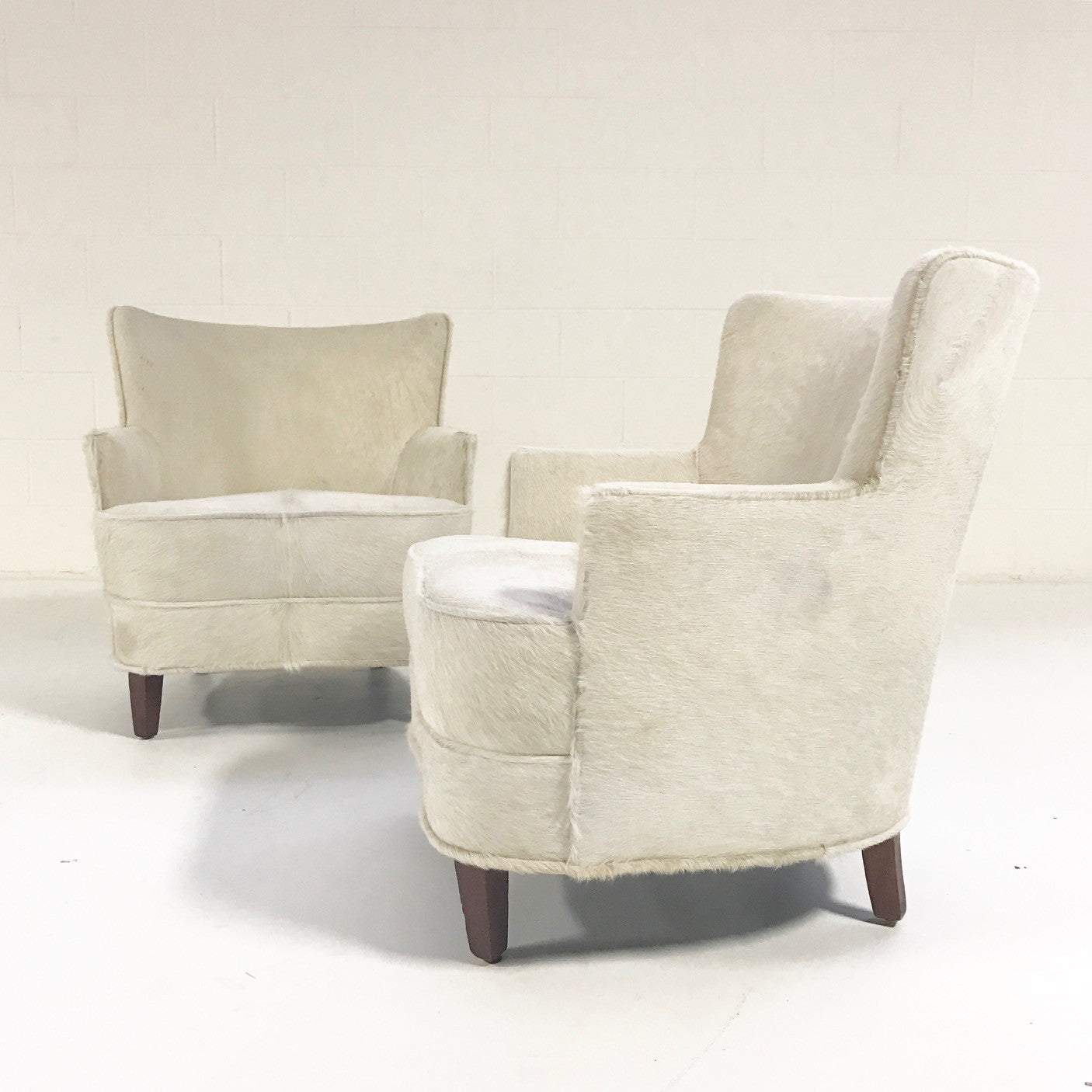 Petite Armchairs in Brazilian Cowhide, pair - FORSYTH