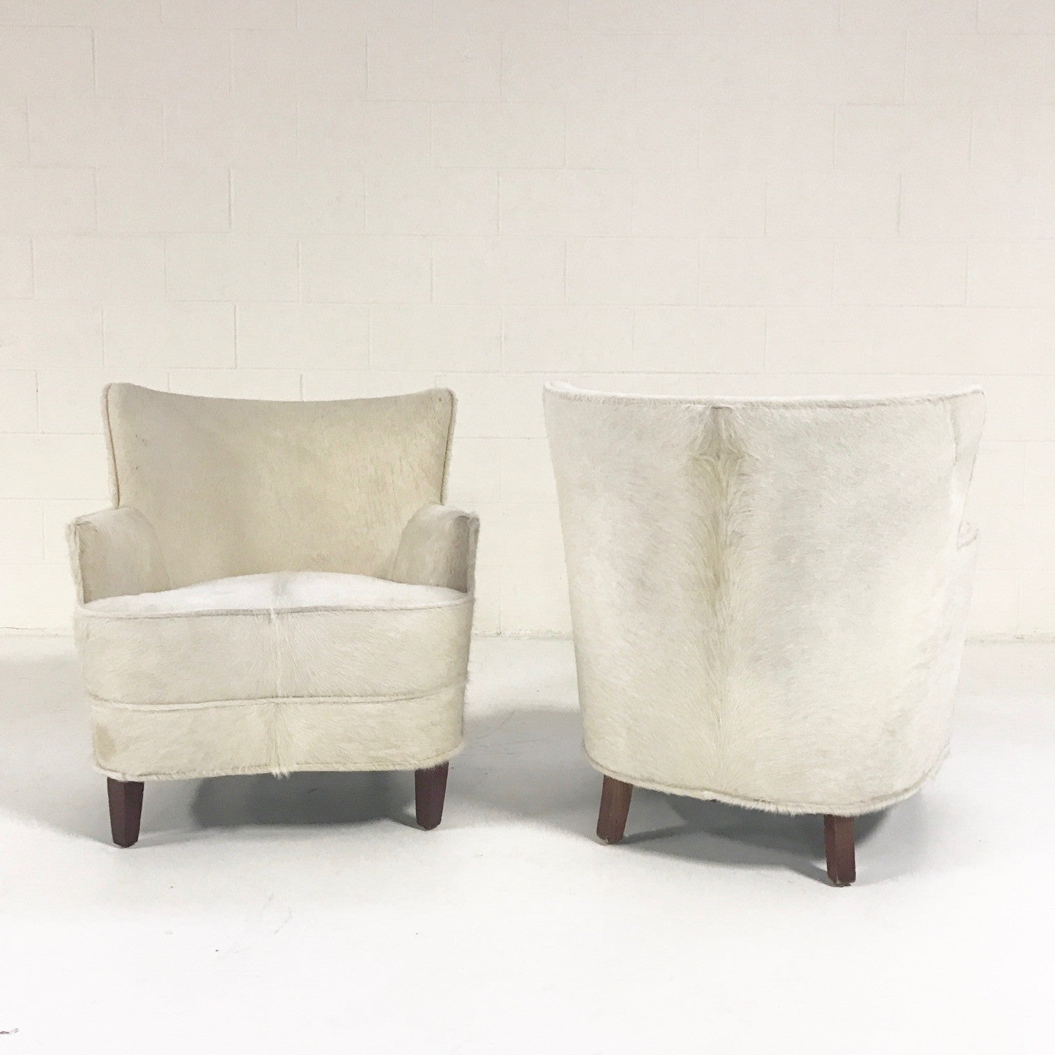 Petite Armchairs in Brazilian Cowhide, pair - FORSYTH