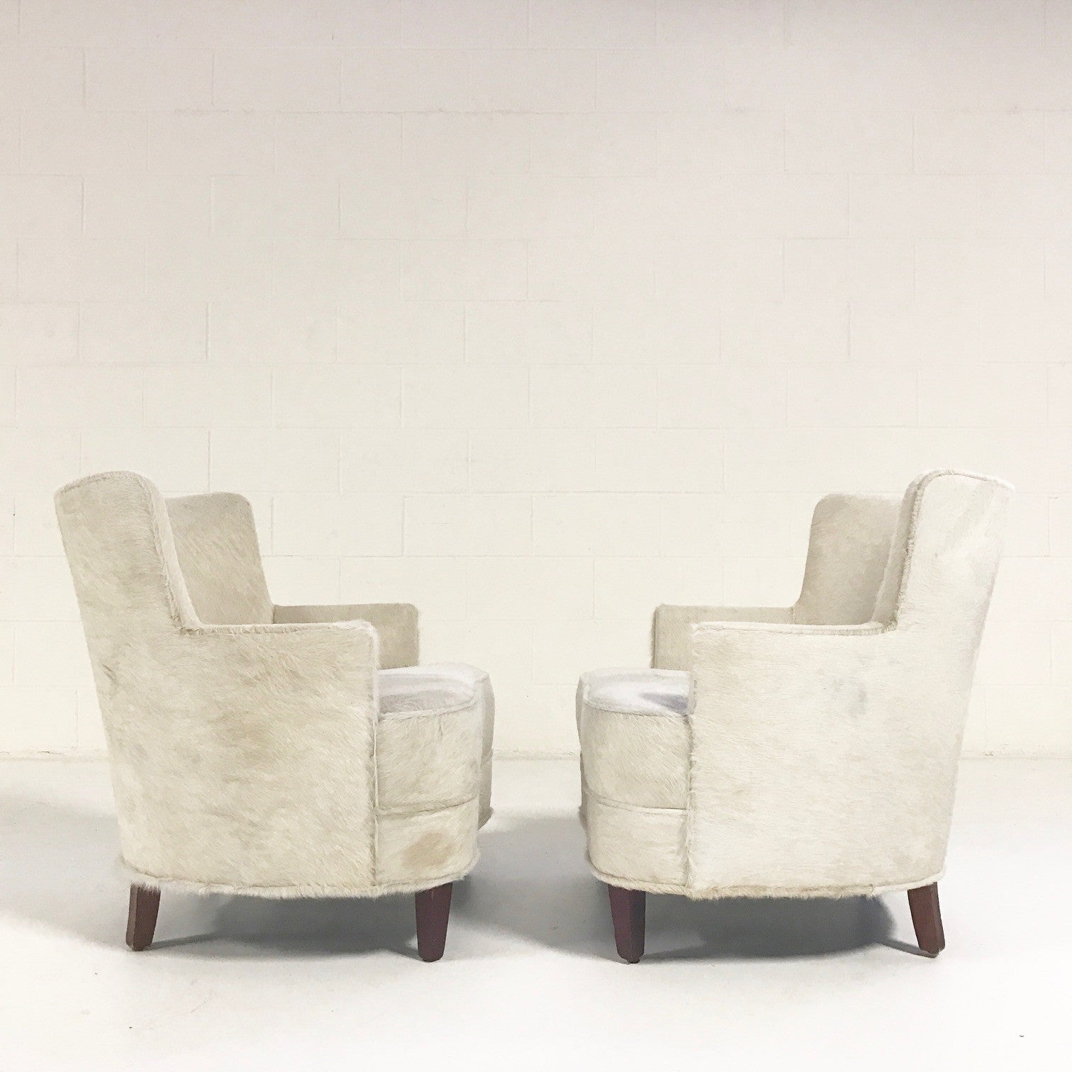 Petite Armchairs in Brazilian Cowhide, pair - FORSYTH