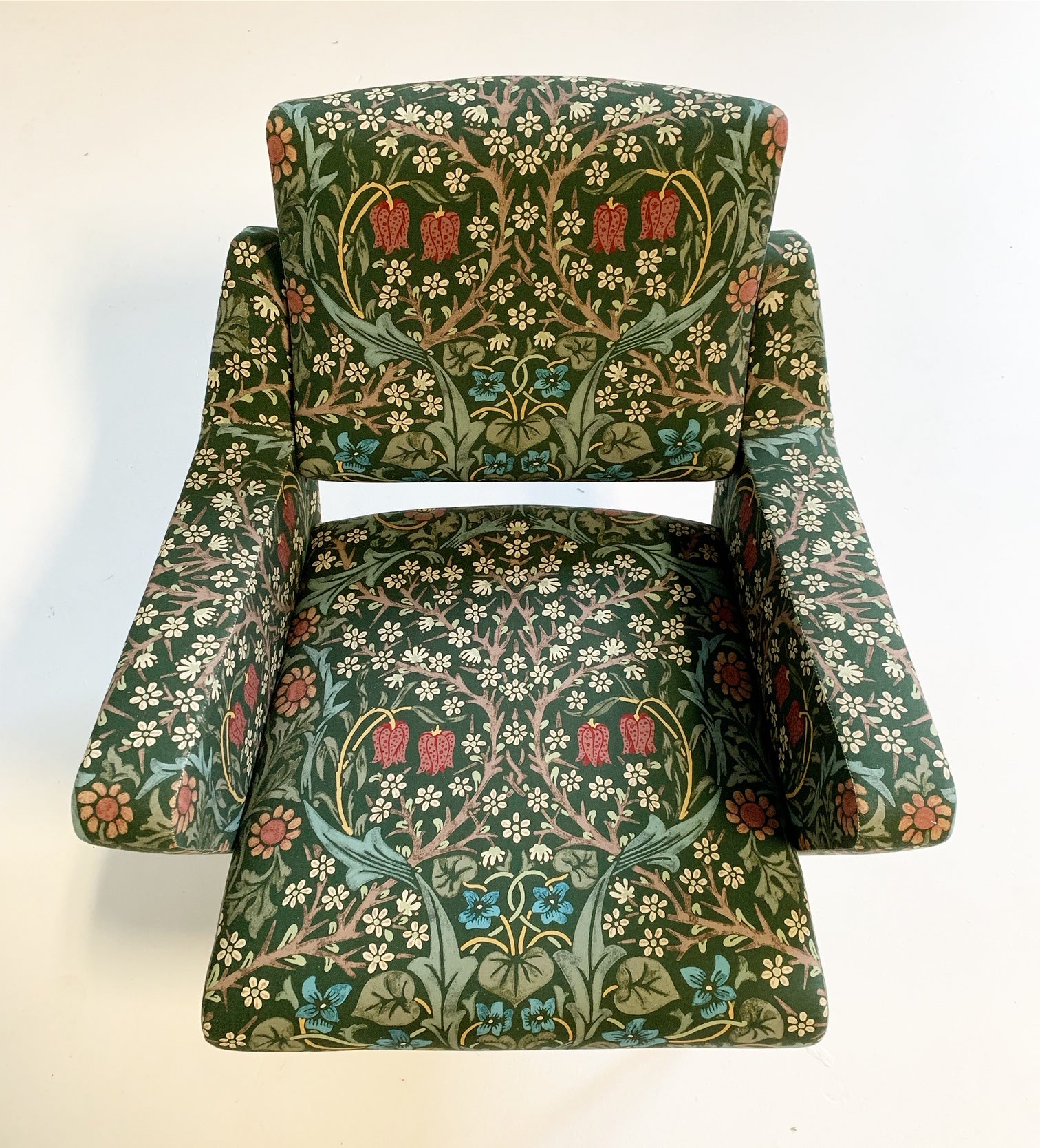 c. 1955 French Lounge Chairs in William Morris Blackthorn, pair - FORSYTH