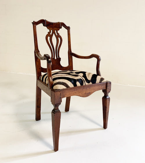 Antique Dutch Armchair in Zebra Hide - FORSYTH
