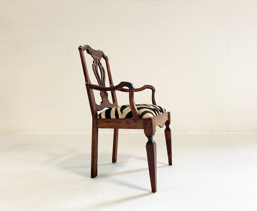 Antique Dutch Armchair in Zebra Hide - FORSYTH