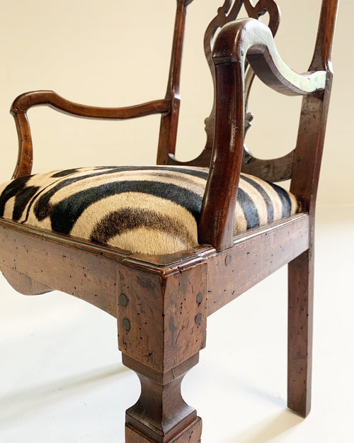 Antique Dutch Armchair in Zebra Hide - FORSYTH