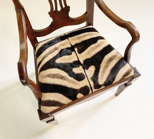 Antique Dutch Armchair in Zebra Hide - FORSYTH