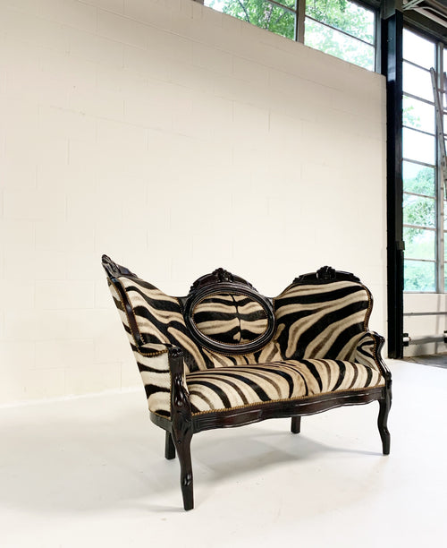 Antique Settee in Zebra Hide - FORSYTH