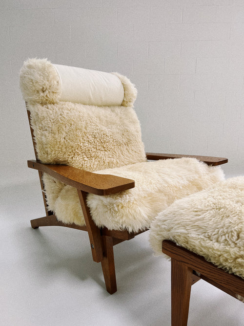 Model GE 375 Paddle Chair and Ottoman in California Sheepskin