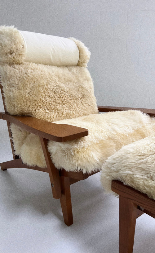 Model GE 375 Paddle Chair and Ottoman in California Sheepskin