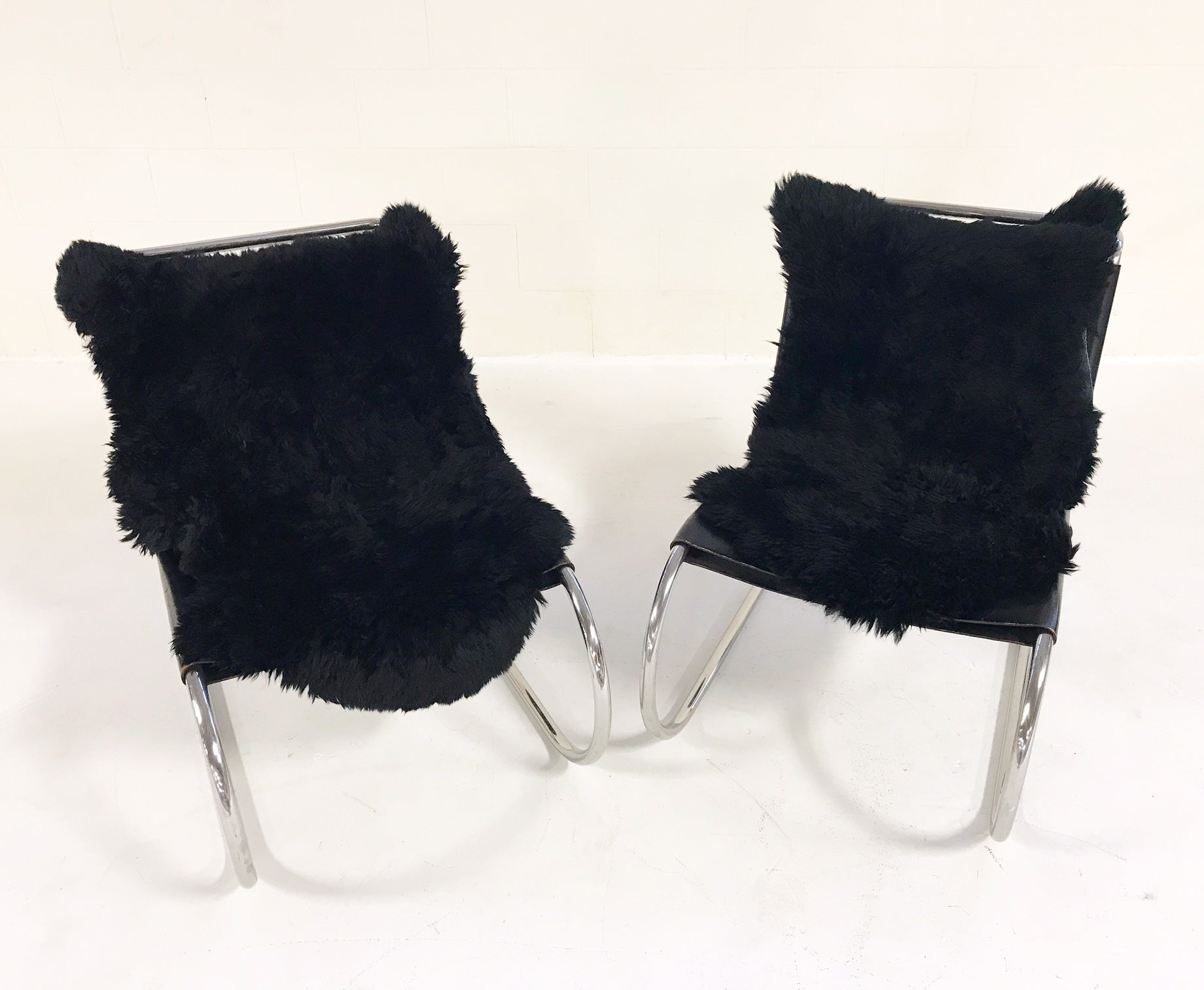 MR Chairs with Brazilian Sheepskins, pair - FORSYTH