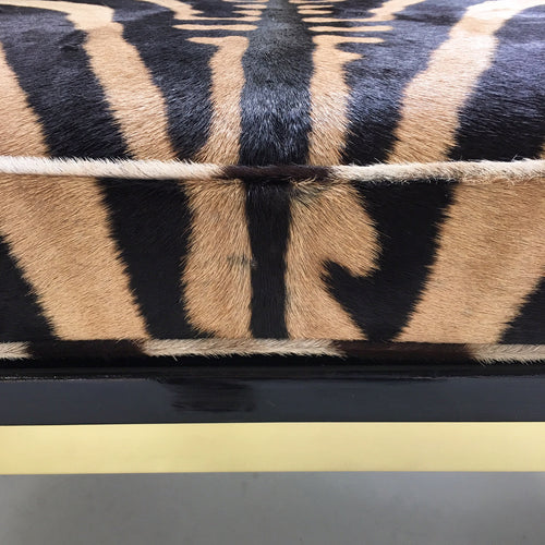 Knoll Style Zebra Hide and Brass Ottomans, pair - FORSYTH