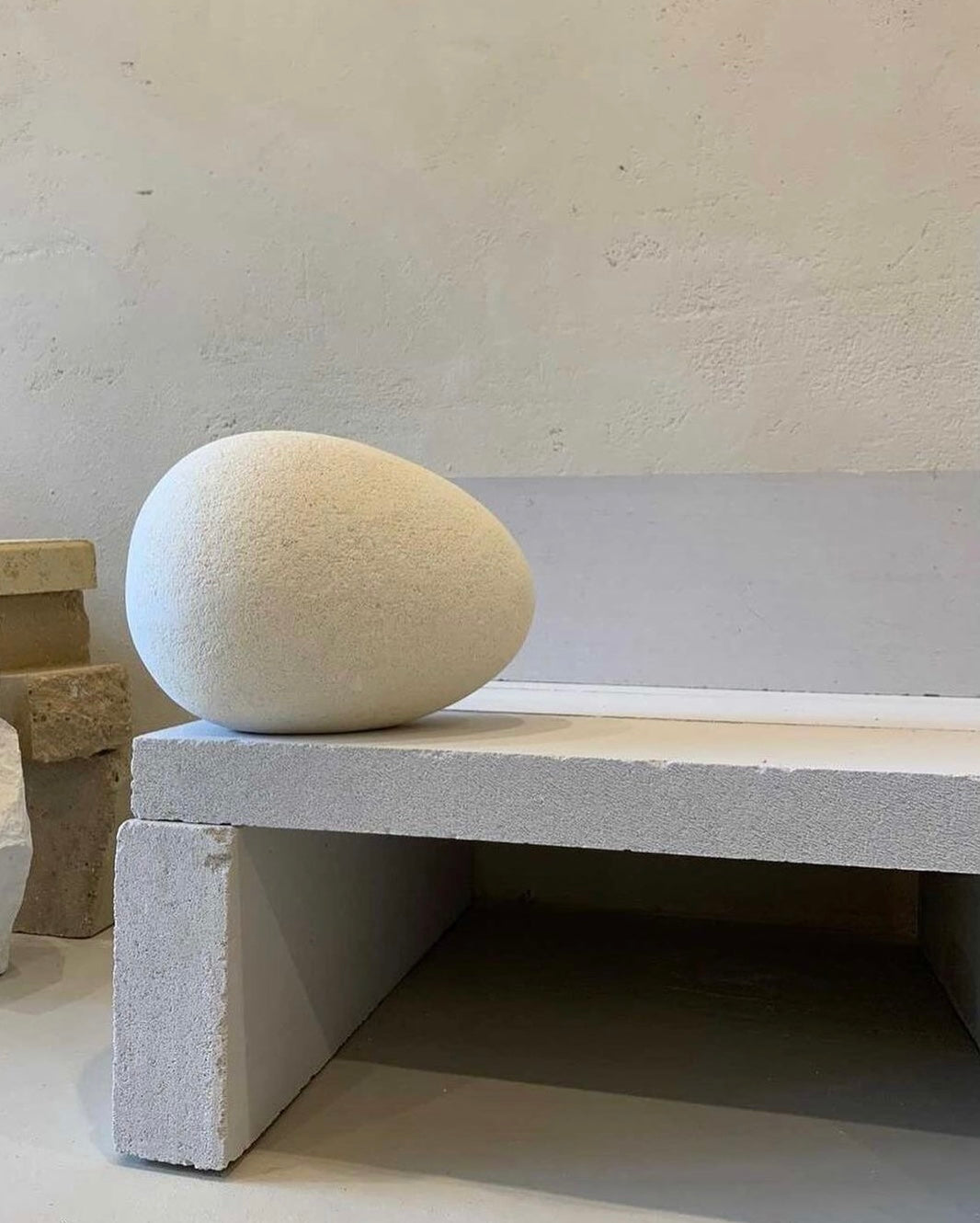 Large Limestone Egg Sculpture